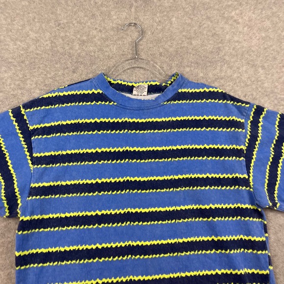 Vintage 90s Blue Green Surf Skate Striped Blue Green Off the Top Gotcha OP Style - Picture 3 of 9